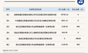 新三板基础层公司车易付登龙虎榜：当日价格振幅达到100.00%